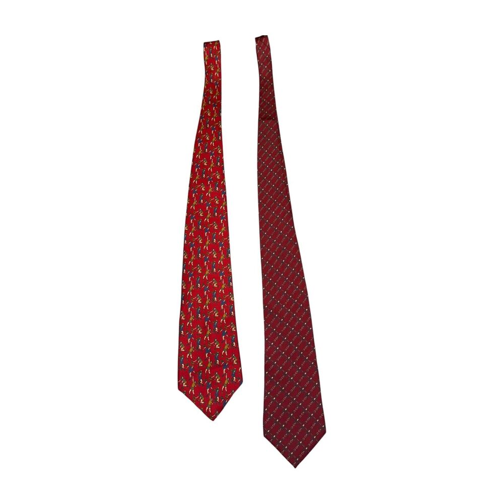 Bert Pulitzer Men’s Necktie Silk Tennis Players & Chain Link Designer Lot of 2 - Picture 9 of 11